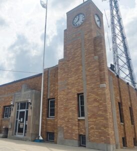 Gibson City Hall, 101 E. 8th St., as it appeared while awaiting the installation of a new roof last year to replace one installed by Copper Creek Contractors in 2022 that was repeatedly leaking. Will Brumleve/Ford County Chronicle