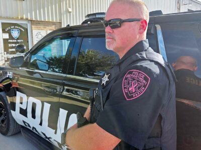 Paxton police officers wearing, selling pink patches in October